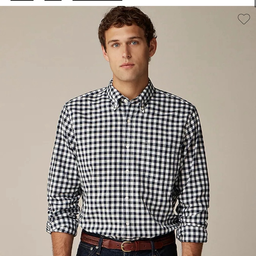 Secret Wash cotton poplin shirt bleecker gingham navy